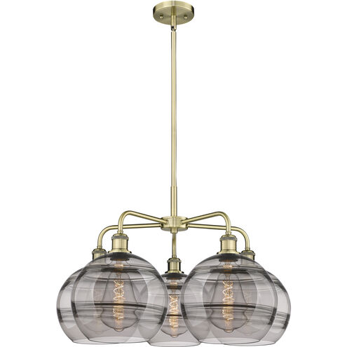 Ballston Rochester 5 Light 28 inch Antique Brass Stem Hung Chandelier Ceiling Light