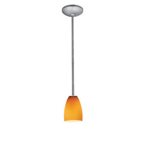 Sherry LED 5 inch Brushed Steel Pendant Ceiling Light in Amber