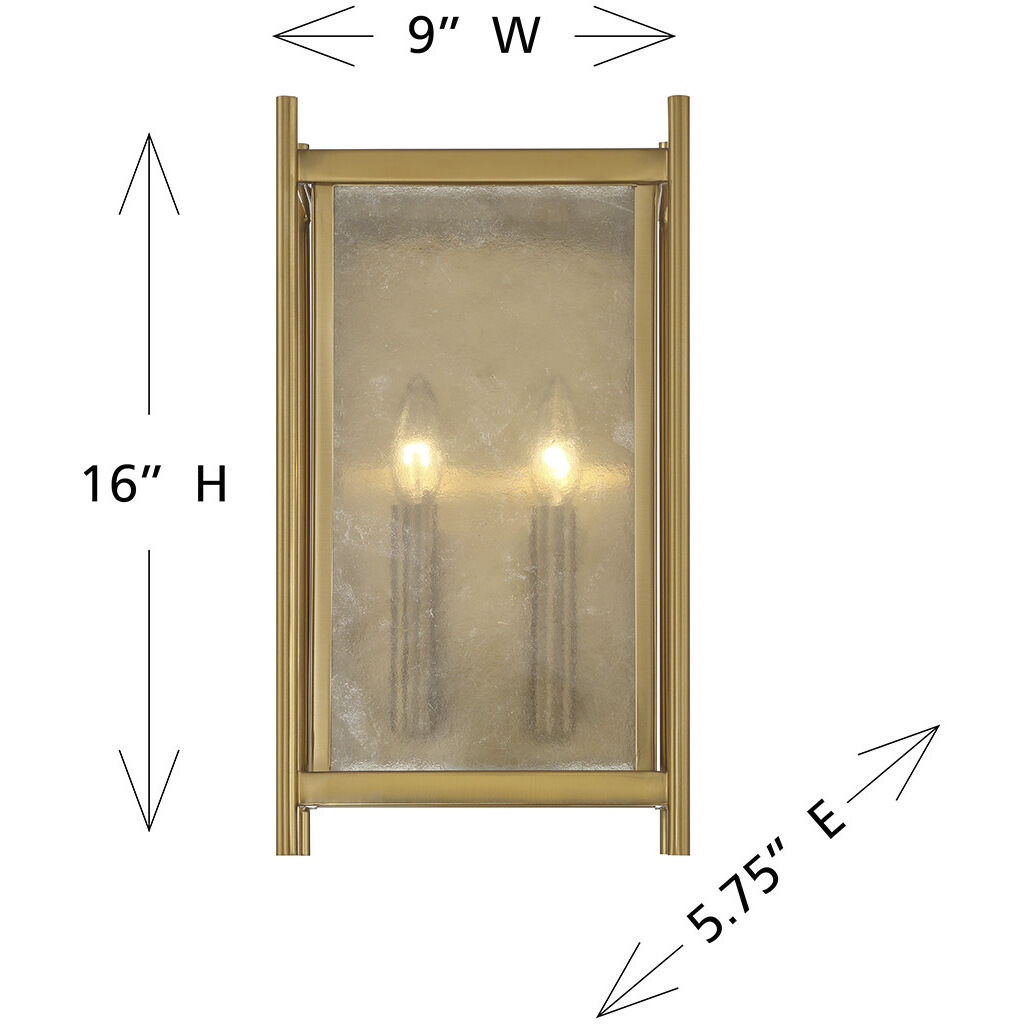 Jacobs 2 Light 9 inch Warm Brass Sconce Wall Light