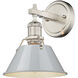Yep Orwell Vanity Wall Light in Pewter, Dusky Blue