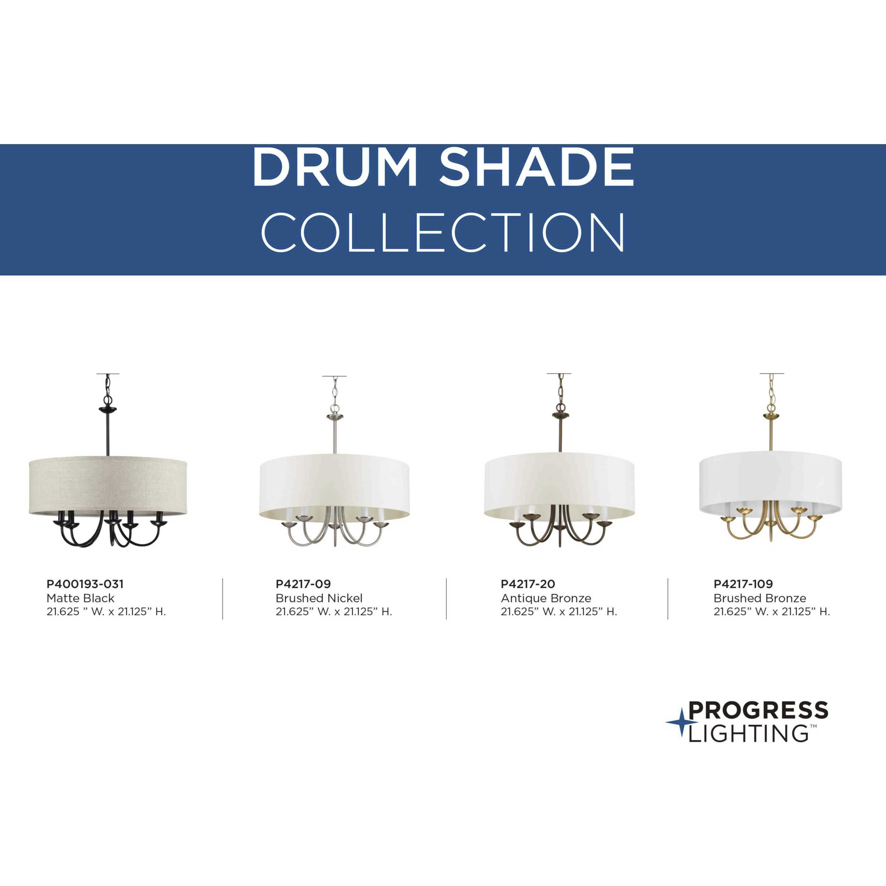 Drum Shade 5 Light 22 inch Matte Black Chandelier Ceiling Light