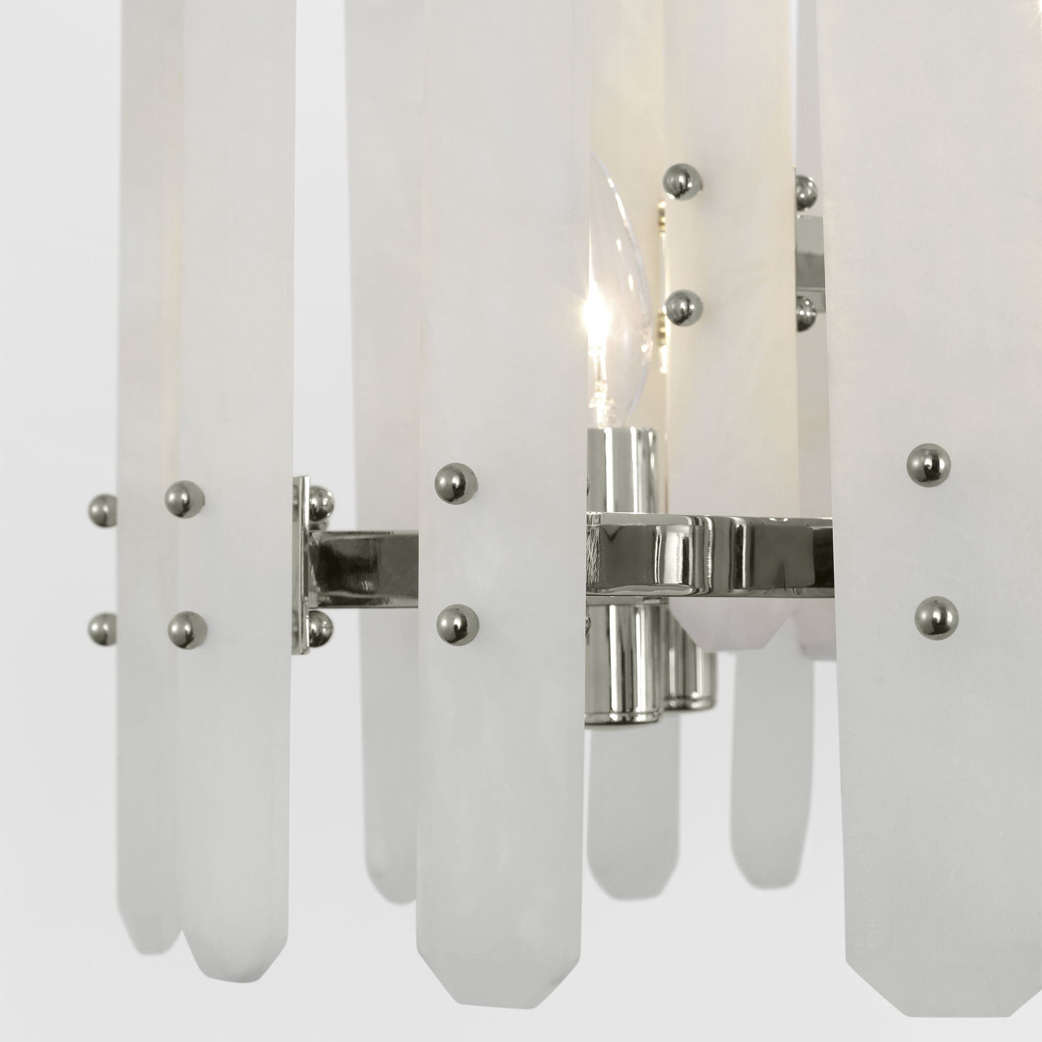 AERIN Bonnington 24 Light 55 inch Polished Nickel Linear Chandelier Ceiling Light in Alabaster, Large