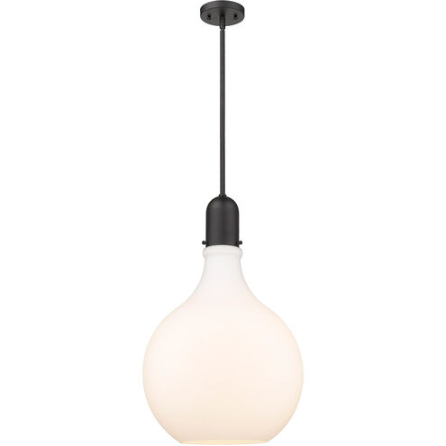Amherst LED 15.75 inch Matte Black Pendant Ceiling Light in Matte White Glass