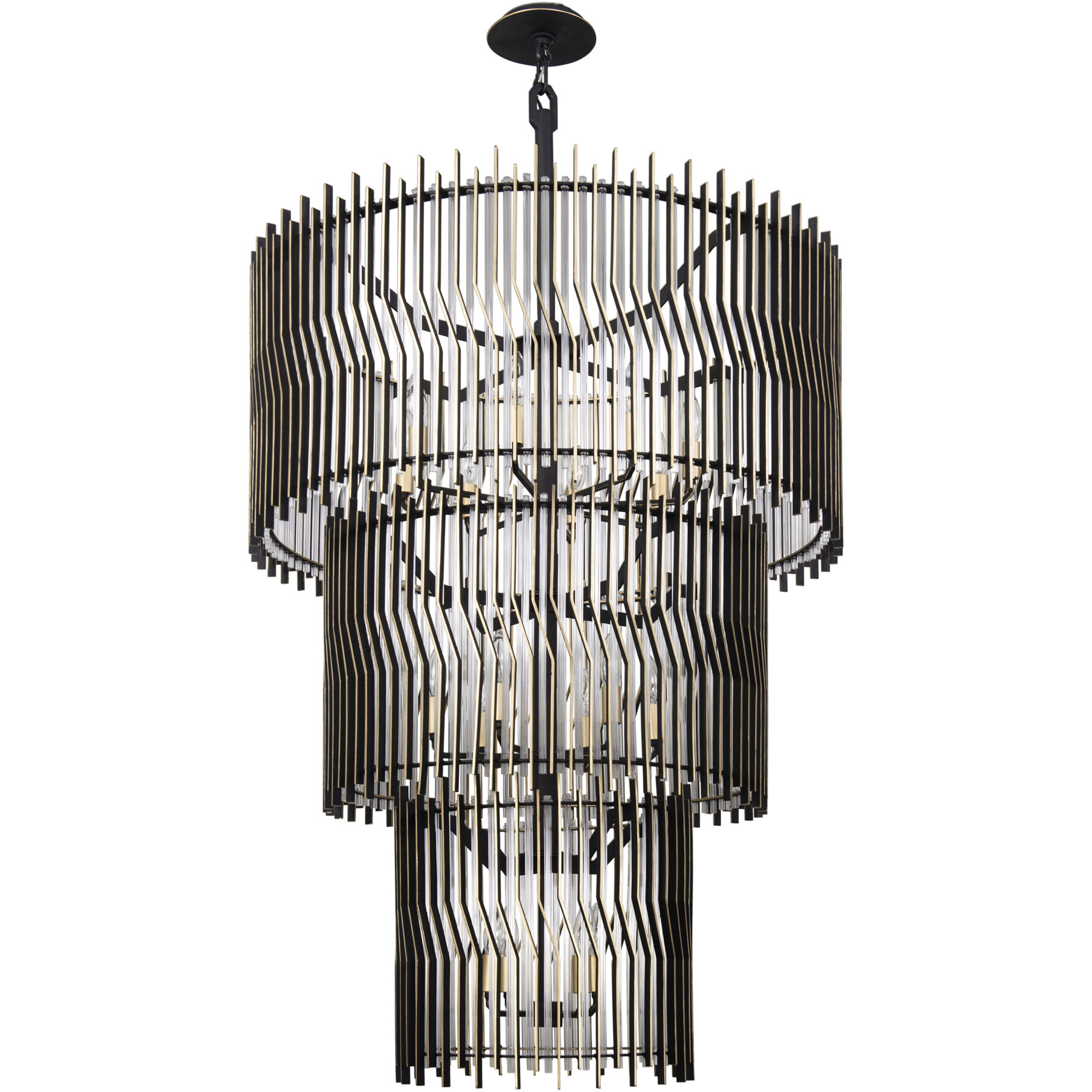 Park Row 18 Light 32 inch Matte Black and French Gold Chandelier Ceiling Light