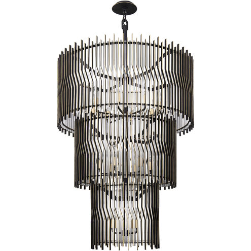 Park Row 18 Light 32 inch Matte Black and French Gold Chandelier Ceiling Light