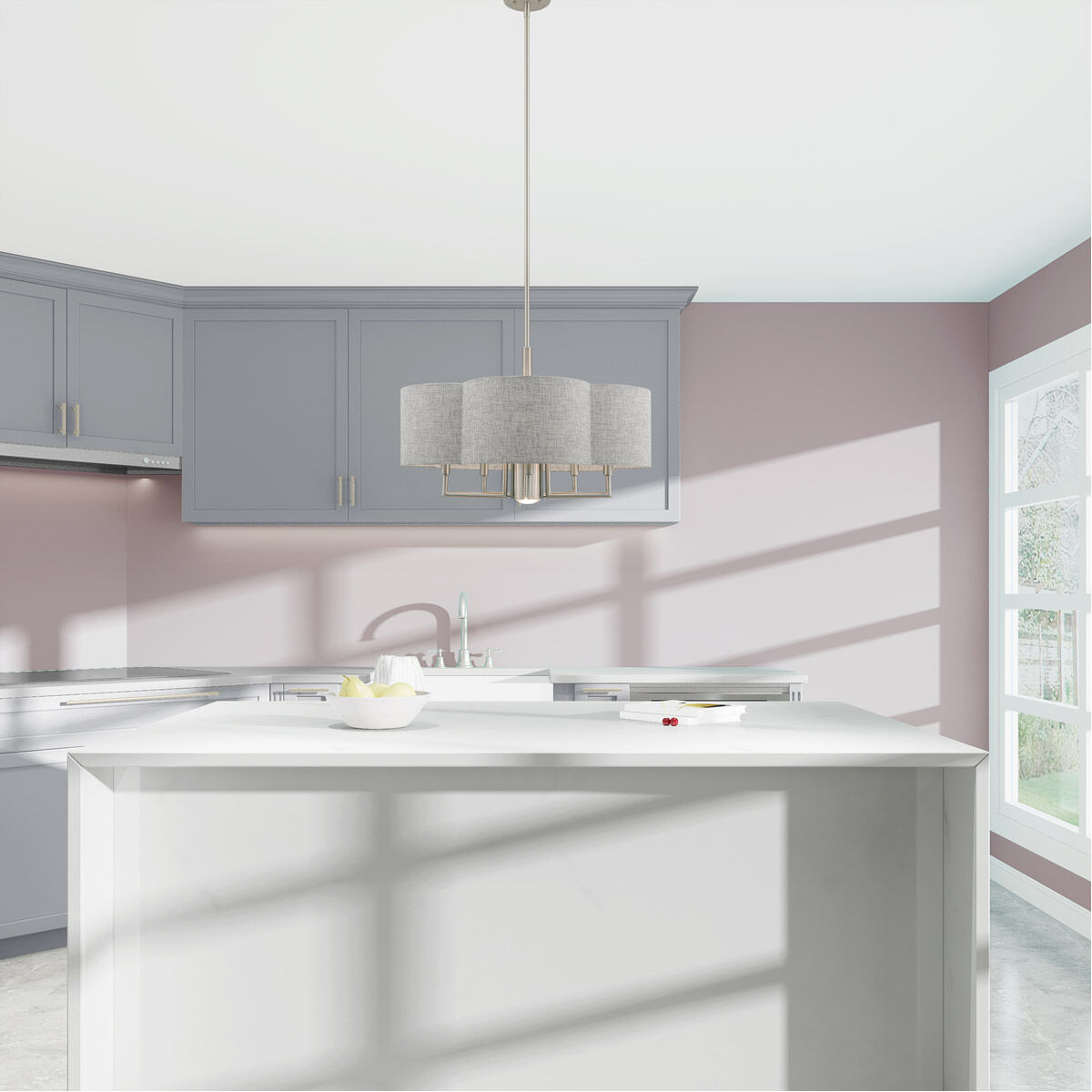 Kalmar 6 Light 24 inch Brushed Nickel Pendant Chandelier Ceiling Light