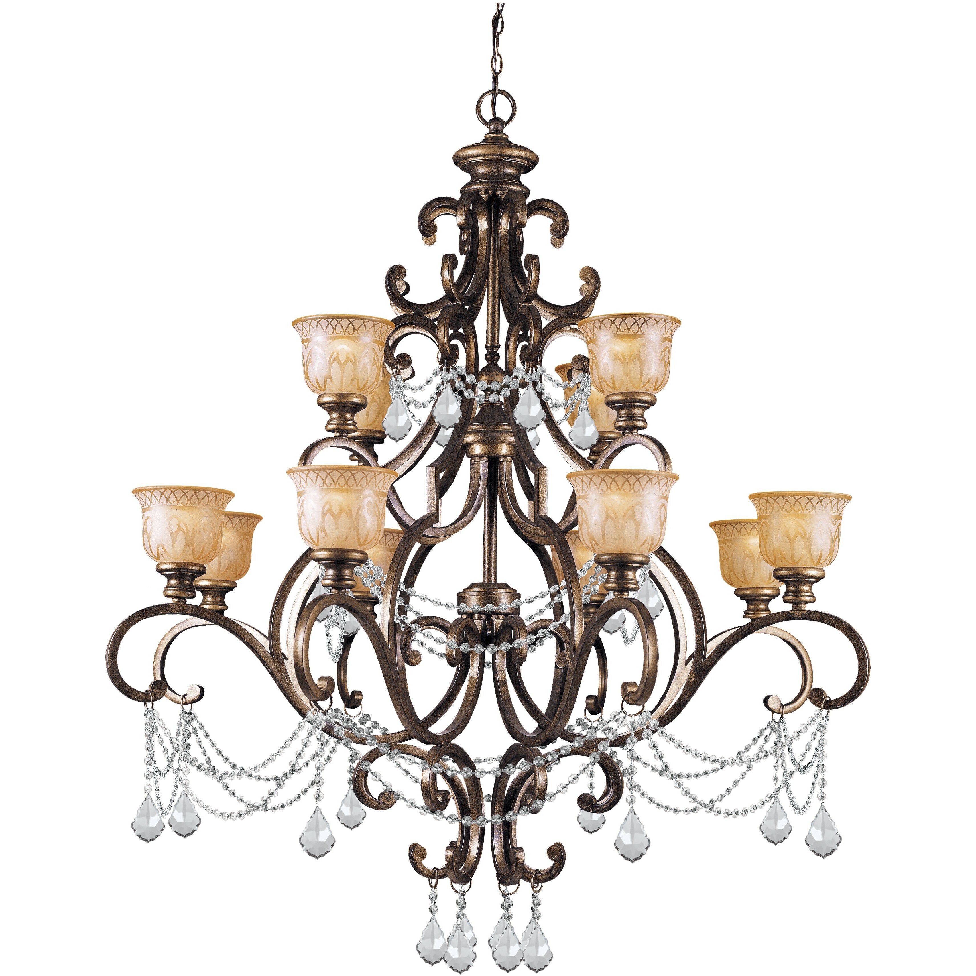 Norwalk 12 Light 48 inch Bronze Umber Chandelier Ceiling Light in Clear Hand Cut
