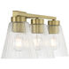 Riville 3 Light 22.75 inch Vintage Brass Bathroom Vanity Light Wall Light
