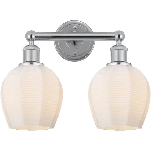 Edison Norfolk 2 Light 15 inch Polished Chrome Bath Vanity Light Wall Light in Matte White Glass