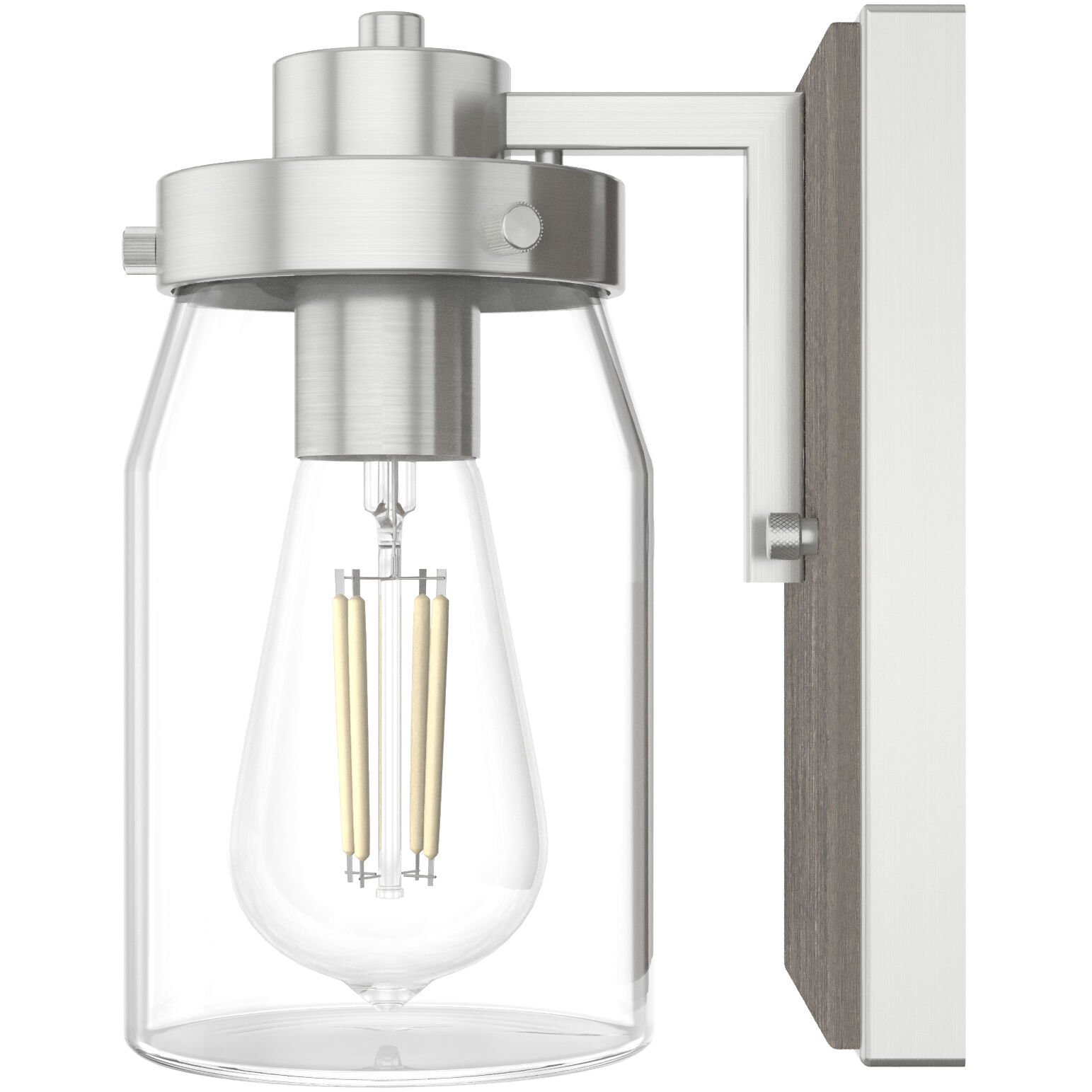 Devon Park 1 Light 4.75 inch Brushed Nickel and Grey Wood Wall Sconce Wall Light, Medium