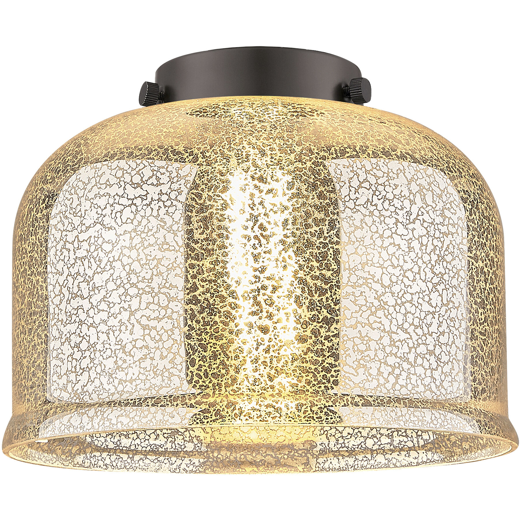 Nouveau 2 Bell 1 Light 8 inch Oil Rubbed Bronze Mini Pendant Ceiling Light in Incandescent, Silver Plated Mercury