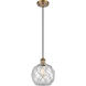 Ballston Farmhouse Rope 1 Light 8 inch Brushed Brass Mini Pendant Ceiling Light in Clear Glass with White Rope, Ballston