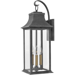 Heritage Adair LED 25 inch Aged Zinc with Antique Nickel and Heritage Brass Outdoor Wall Mount Lantern, Large