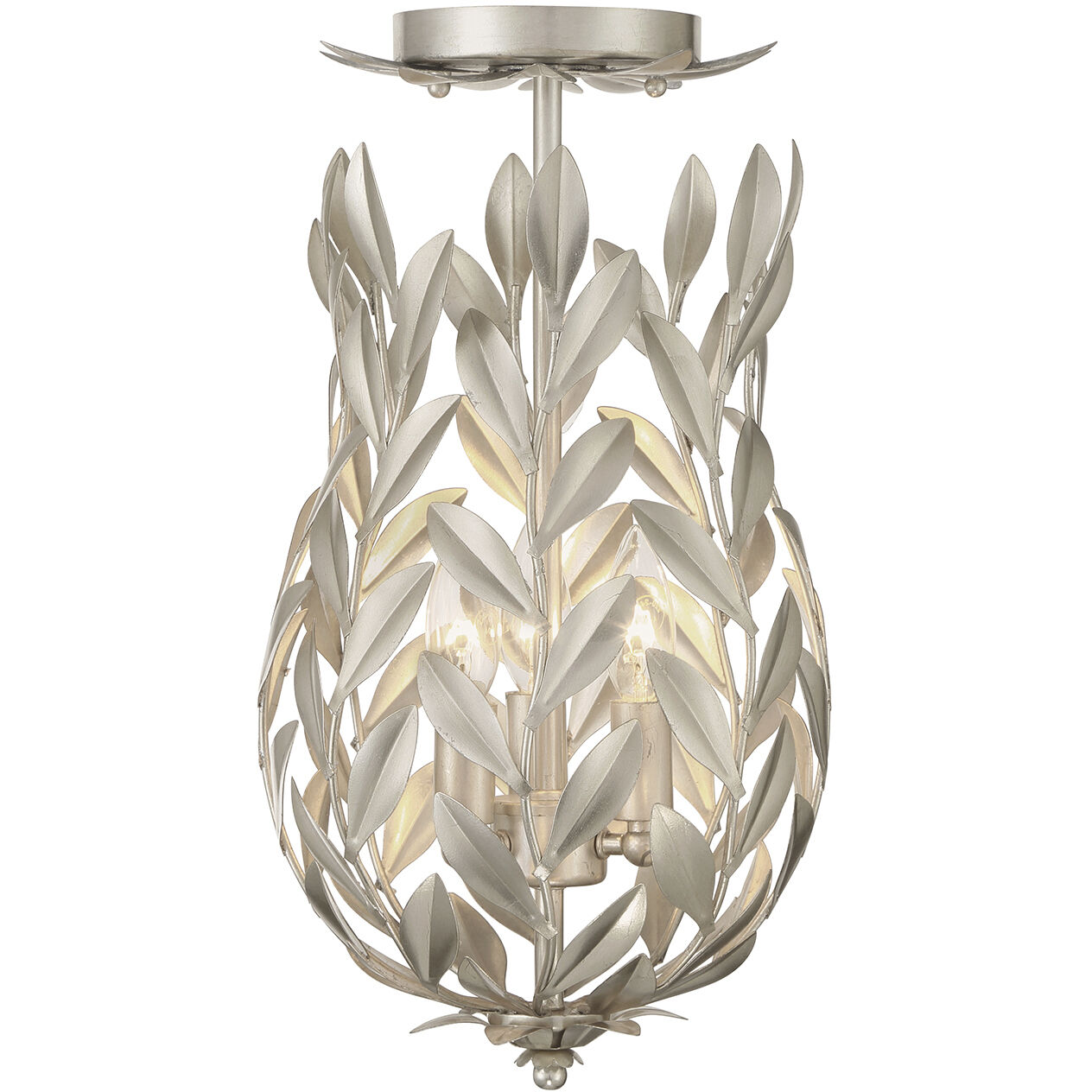 Broche 3 Light 9.5 inch Antique Silver Semi Flush Ceiling Light