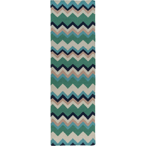 Frontier 96 X 30 inch Dark Green, Bright Blue, Beige, Tan, Violet Rug
