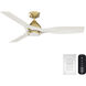 Elise 54 inch Alturas Gold with Fresh White Blades Outdoor Ceiling Fan