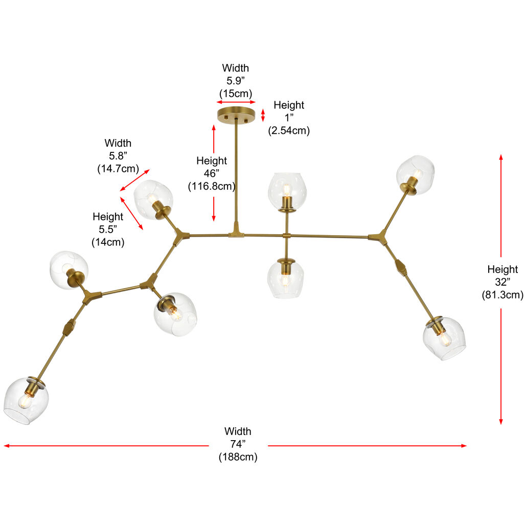 Cavoli 8 Light 32 inch Brass Chandelier Ceiling Light
