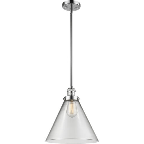 Franklin Restoration Cone 1 Light 12 inch Polished Chrome Mini Pendant Ceiling Light in Incandescent, Clear, Franklin Restoration