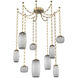 Vessel LED 15.2 inch Gilded Brass Swag Multi-Pendant Ceiling Light in 3000K LED, Smoke, Diamond Chain