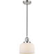 Franklin Restoration Bell LED 8 inch Polished Nickel Mini Pendant Ceiling Light in Matte White, Franklin Restoration