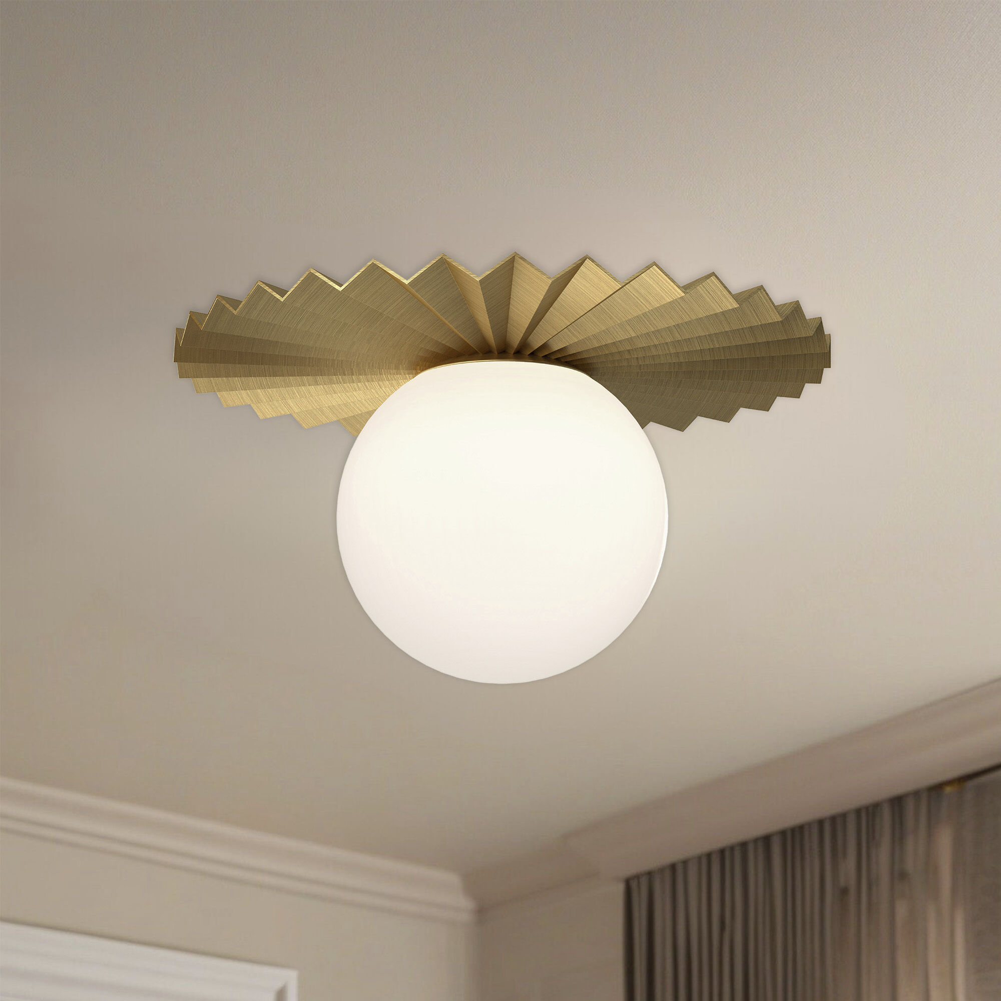 Alora Mood Plume 1 Light 11.88 inch Brushed Gold/Opal Matte Glass Flush Mount Ceiling Light