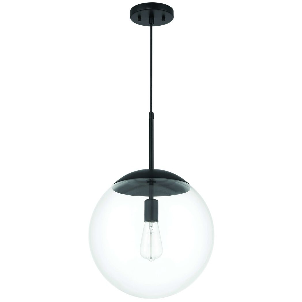 Gaze 1 Light 11.88 inch Flat Black Pendant Ceiling Light in Clear Glass