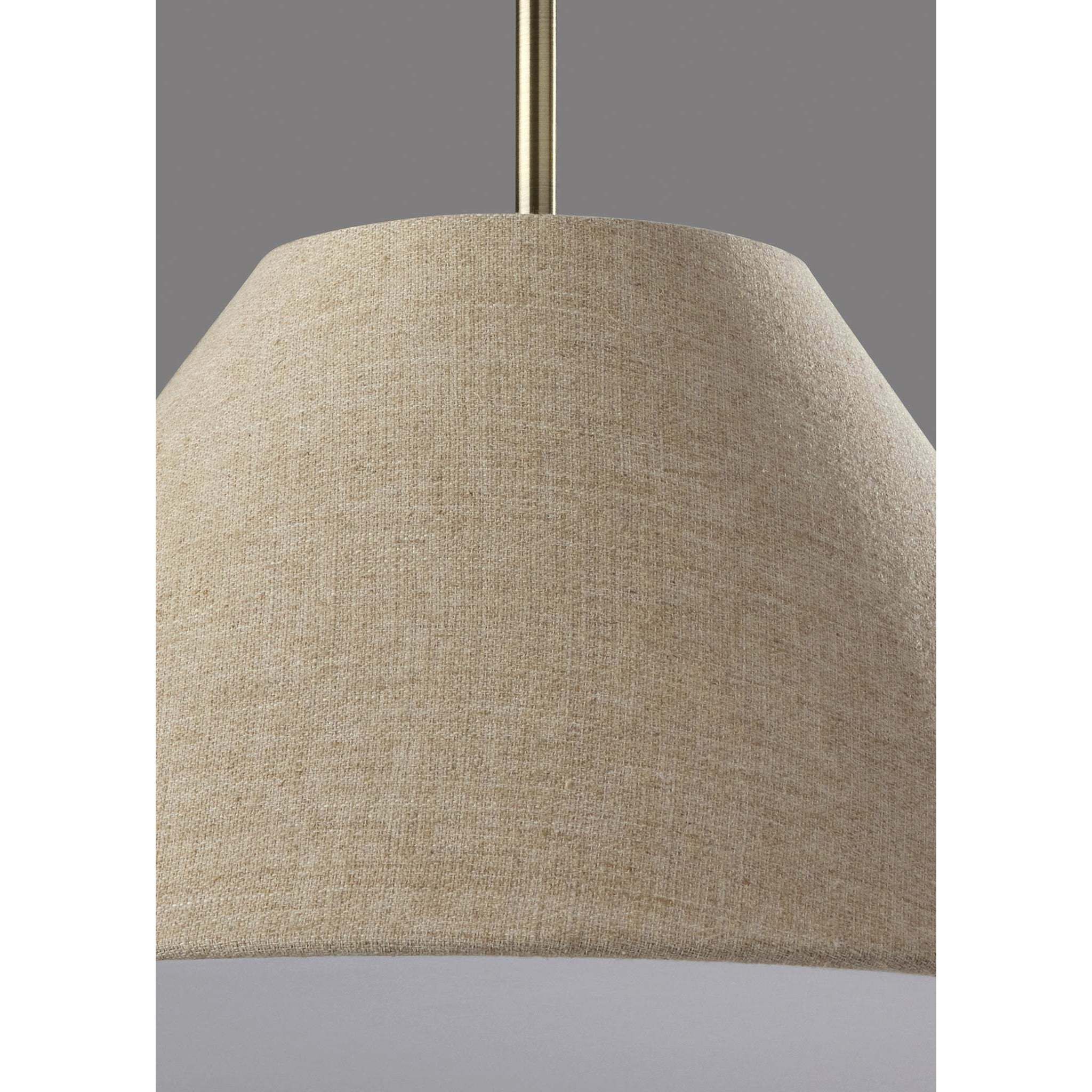 Hadley 18 inch Light Brown Textured Fabric and Antique Brass Pendant Ceiling Light