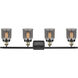 Ballston Small Bell 4 Light 36 inch Black Antique Brass Bath Vanity Light Wall Light in Plated Smoke Glass