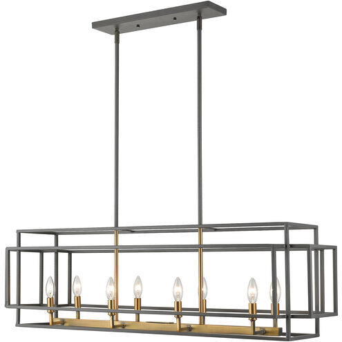 Titania 8 Light 44 inch Bronze and Olde Brass Linear Chandelier Ceiling Light