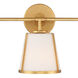 Fulton Bath Vanity Light Wall Light in Antique Gold, White