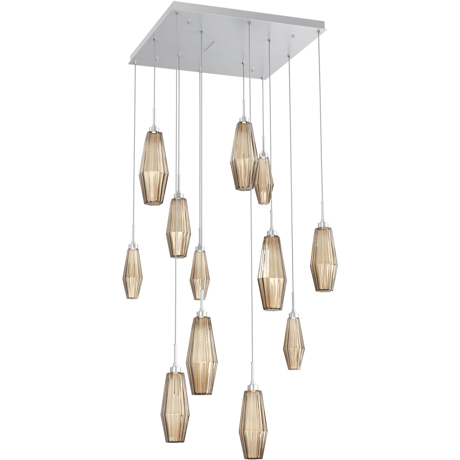 Aalto LED Classic Silver Chandelier Ceiling Light, Square Multi-Port