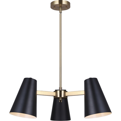 Harken 3 Light 23 inch Black/Gold Chandelier Ceiling Light