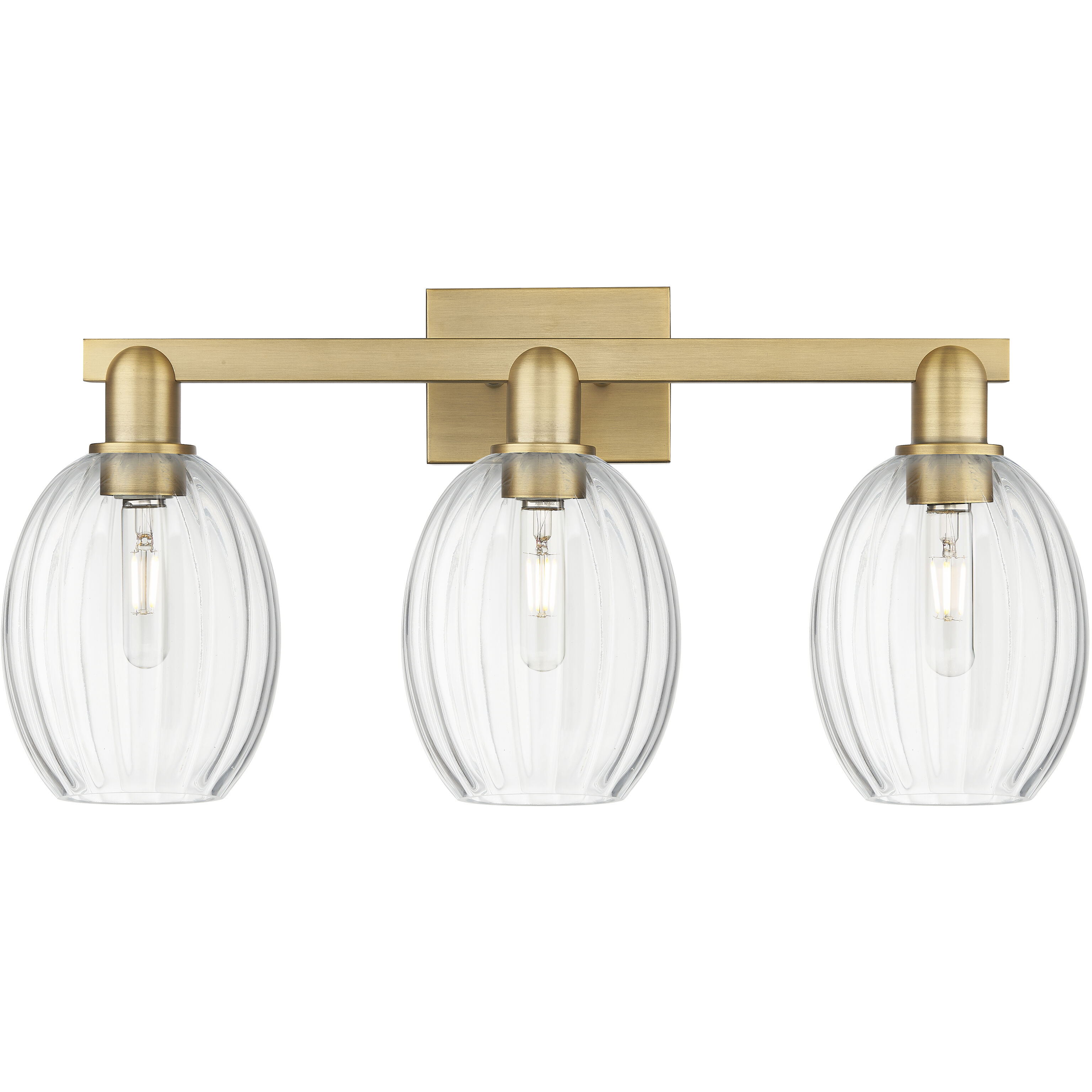 Preston 3 Light 26 inch Brushed Brass Bath Vanity Light Wall Light in Clear Glass