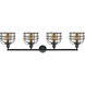 Franklin Restoration Large Bell Cage LED 45 inch Matte Black Bath Vanity Light Wall Light in Silver Plated Mercury Glass, Franklin Restoration