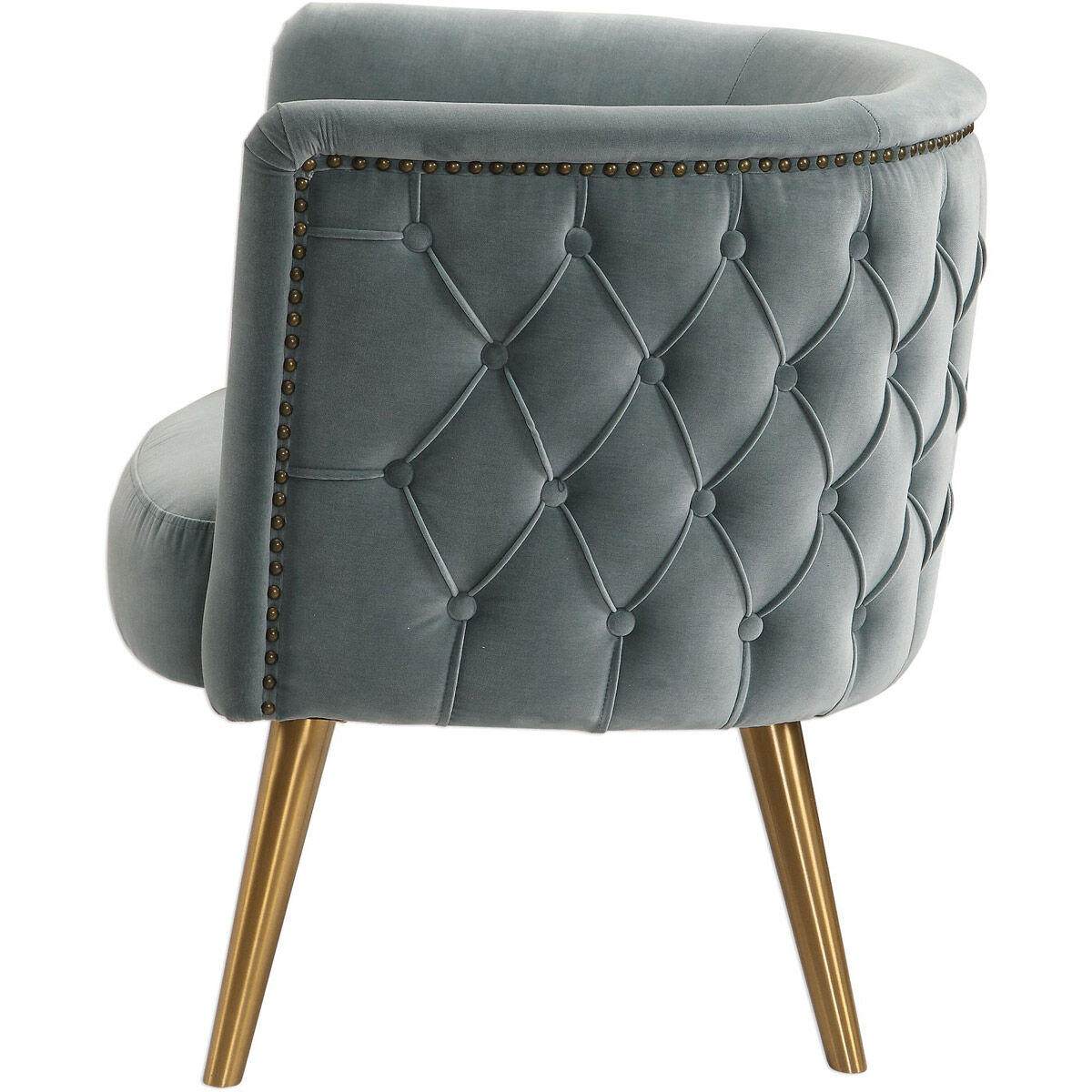 Haider Steel Gray and Brushed Brass Accent Chair