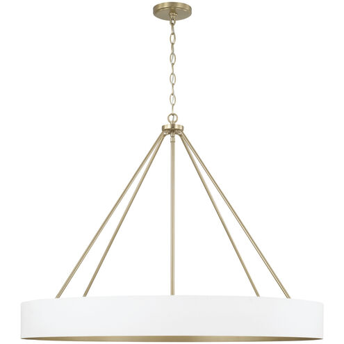 Weller 6 Light 35.75 inch Matte Brass and White Chandelier Ceiling Light