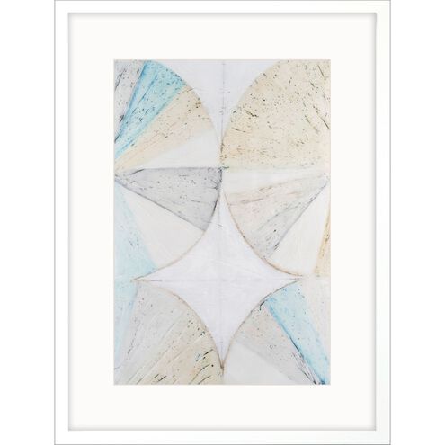 Geometrics Collection Lacquered White Wood Shadow Box Style Framed Art