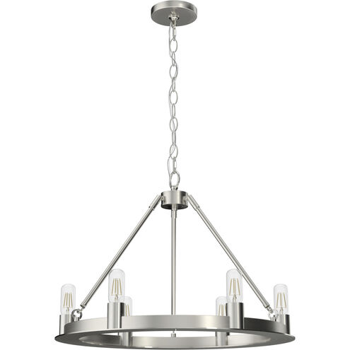 Saddlewood 6 Light 24 inch Brushed Nickel Chandelier Ceiling Light