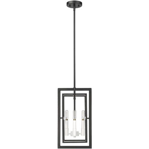 Milbank 4 Light 10 inch Black with White Candle Sleeves Pendant Ceiling Light