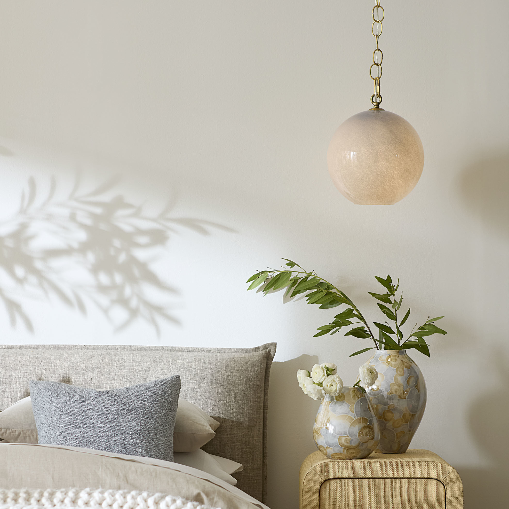 Camber 1 Light 11.5 inch Brass Pendant Ceiling Light in Blue Mouth-Blown Glass