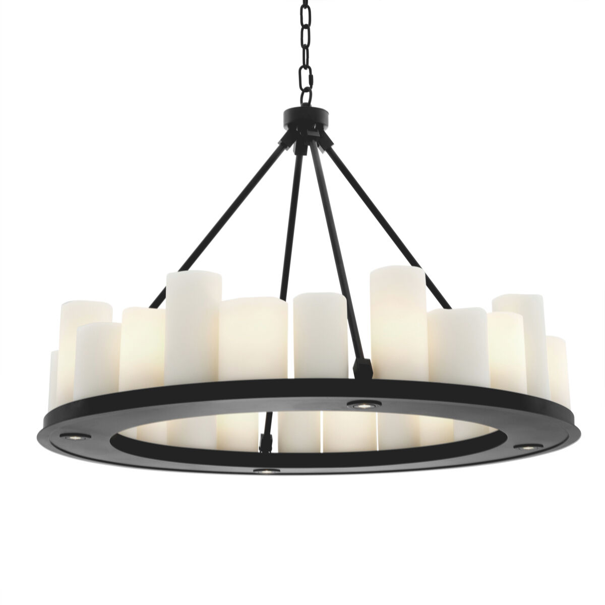 Commodore 24 Light 35.43 inch Black with Including Faux Candle Shades Chandelier Ceiling Light