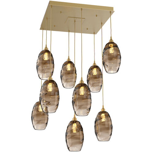 Ellisse 9 Light Gilded Brass Chandelier Ceiling Light, Square Multi-Port