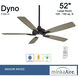Dyno 52 inch Coal with Seashore Grey Blades Ceiling Fan