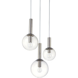 Bubbles 3 Light 17 inch Polished Nickel Pendant Ceiling Light 