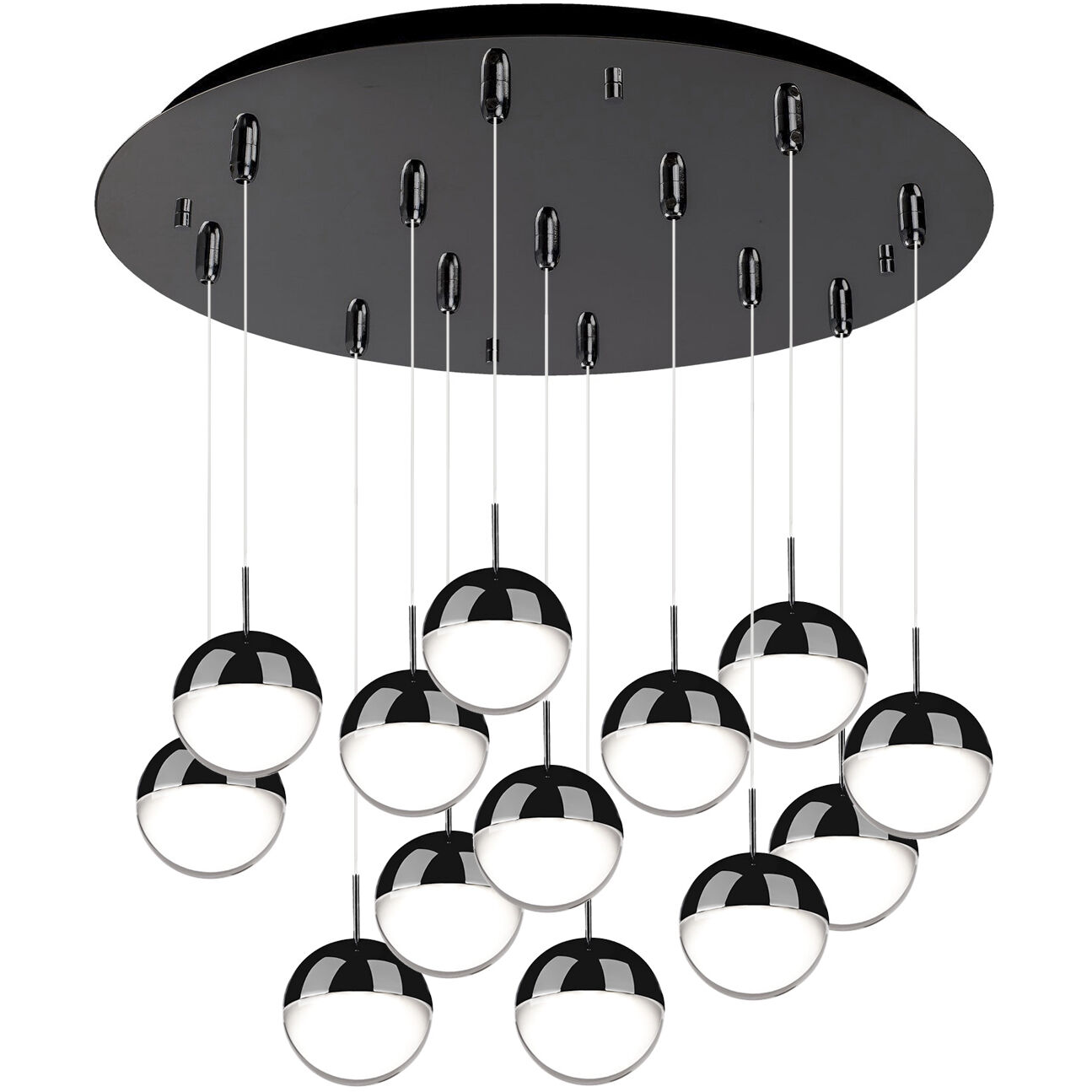 Pluto Multi Pendant Ceiling Light in Black Chrome