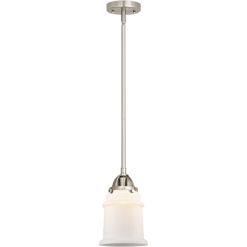 Nouveau 2 Canton LED 6 inch Brushed Satin Nickel Mini Pendant Ceiling Light in Matte White