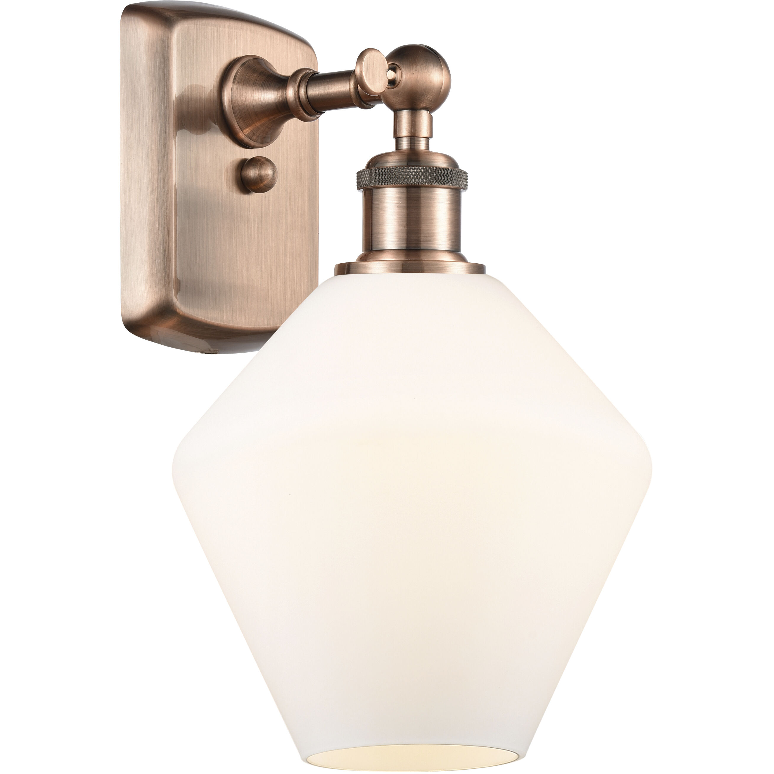 Ballston Cindyrella LED 8 inch Antique Copper Sconce Wall Light in Matte White Glass