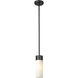 Empire 1 Light 3.13 inch Matte Black Pendant Ceiling Light in Matte White Glass