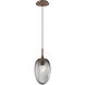 Meteo LED LED 10 inch Burnished Bronze Pendant Ceiling Light in 3000K LED, Zircon Inner - Smoke Outer
