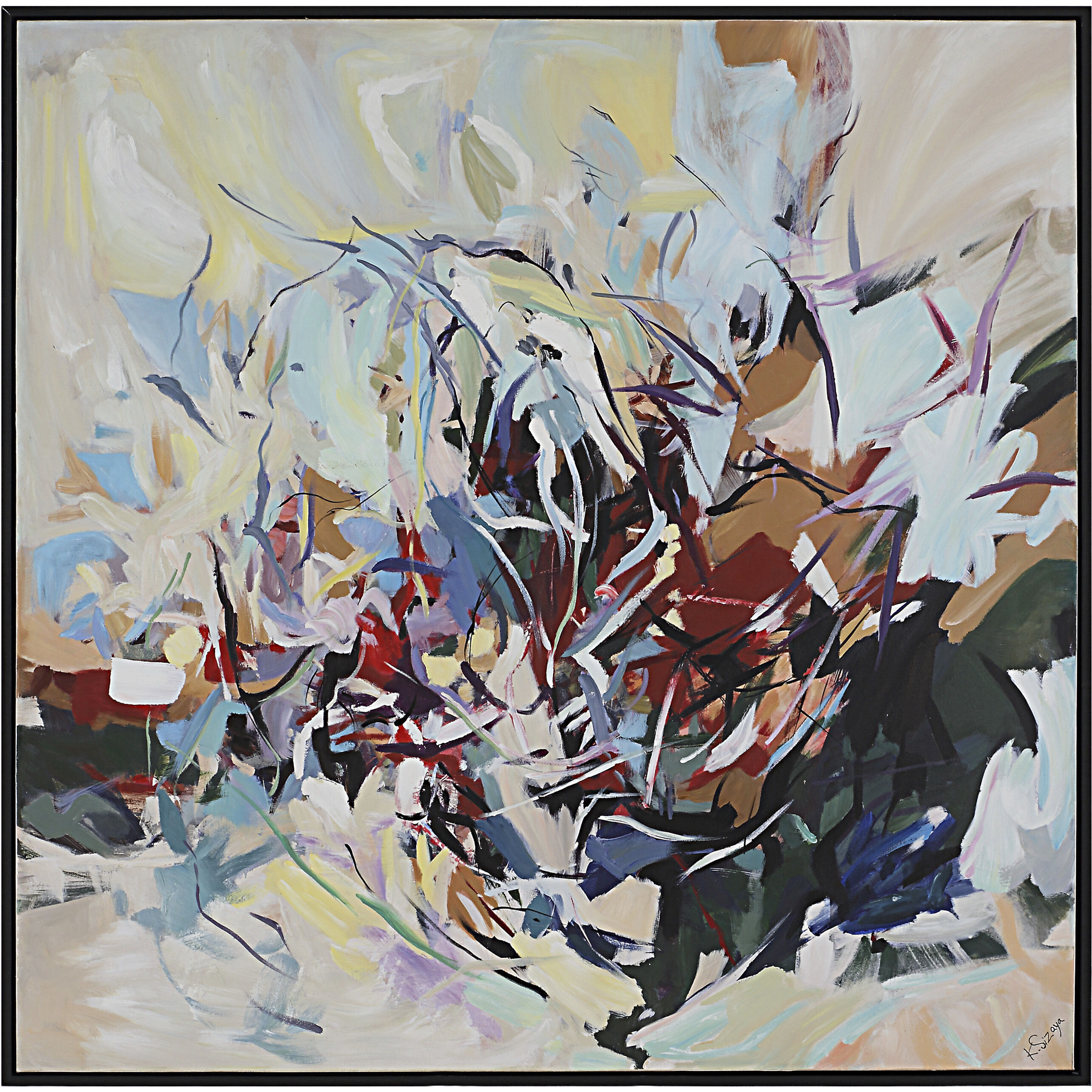 Iman Painted Matte Black Canvas Art